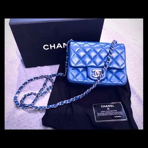 CHANEL - King Blue Mini Classic Flap Bag 💙